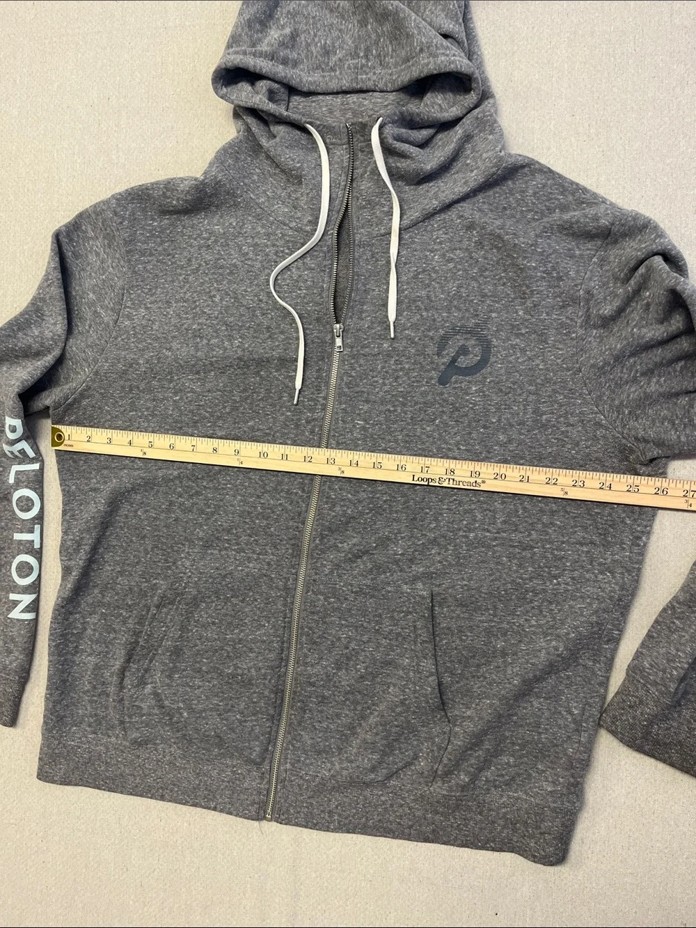 Peloton Gray Full Zip Hoodie XL Athletic Workout Athleisure Sweatshirt